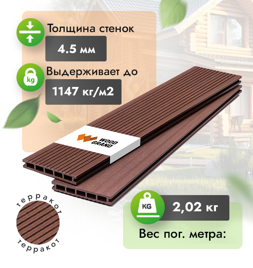 Террасная доска 140х20 мм (3 метра) - Венге